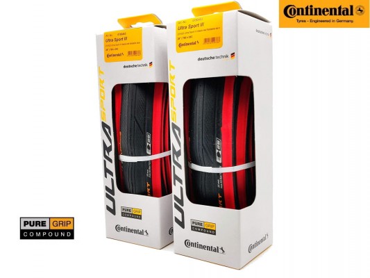 Комплект покрышек Continental Ultra Sport III 700x25 Folding black/red